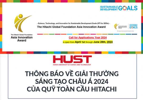 Thông báo về Giải thưởng Sáng tạo Châu Á 2024 của Quỹ Toàn cầu Hitachi
