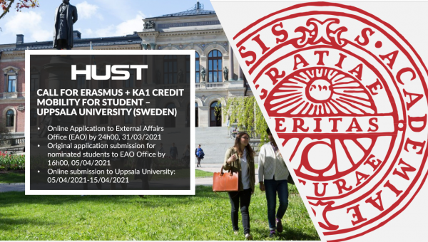 Call for Erasmus + KA1 credit mobility for student  – UPPSALA UNIVERSITY (Sweden)
