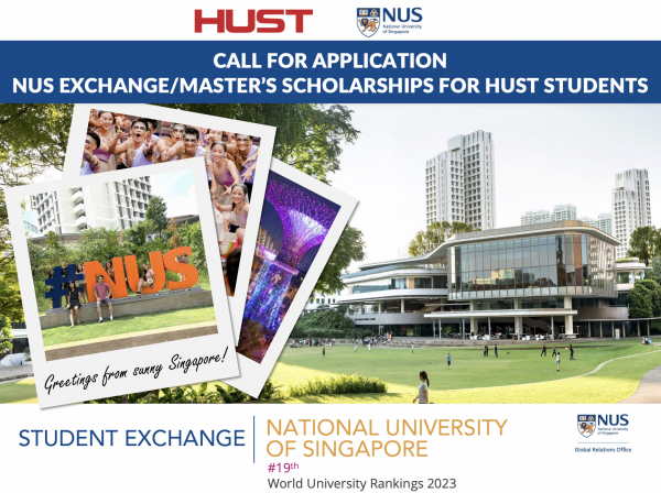 CALL FOR APPLICATION: NUS EXCHANGE/MASTER'S SCHOLARSHIPS FOR HUST STUDENTS