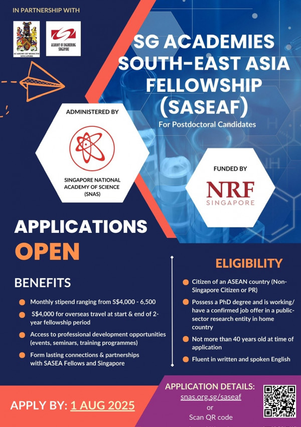 Applications Open: SG Academies South-East Asia Fellowship (SASEAF) Programme
