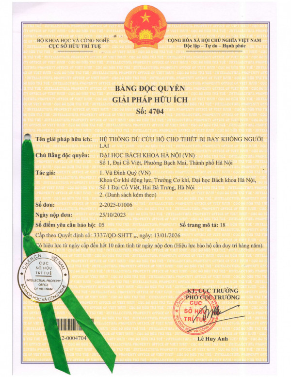 Hệ thống dù cứu hộ cho thiết bị bay không người lái