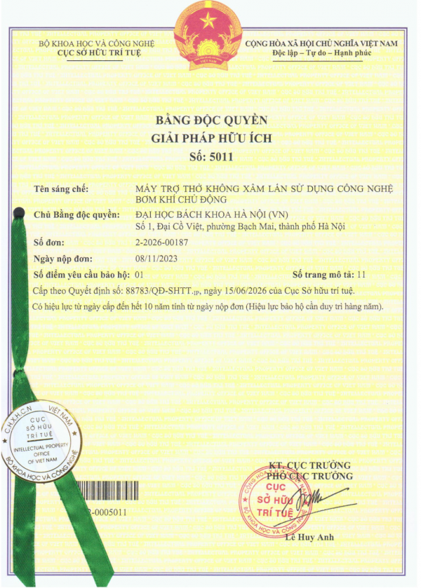 Máy trợ thở không xâm lấn sử dụng công nghệ bơm khí chủ động