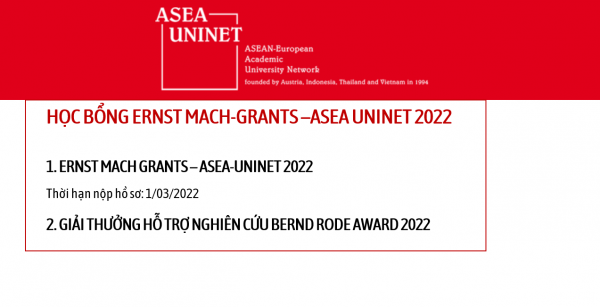 Thông Báo Lần 2 - Chương Trình Học Bổng ASEA-UNINET 2022