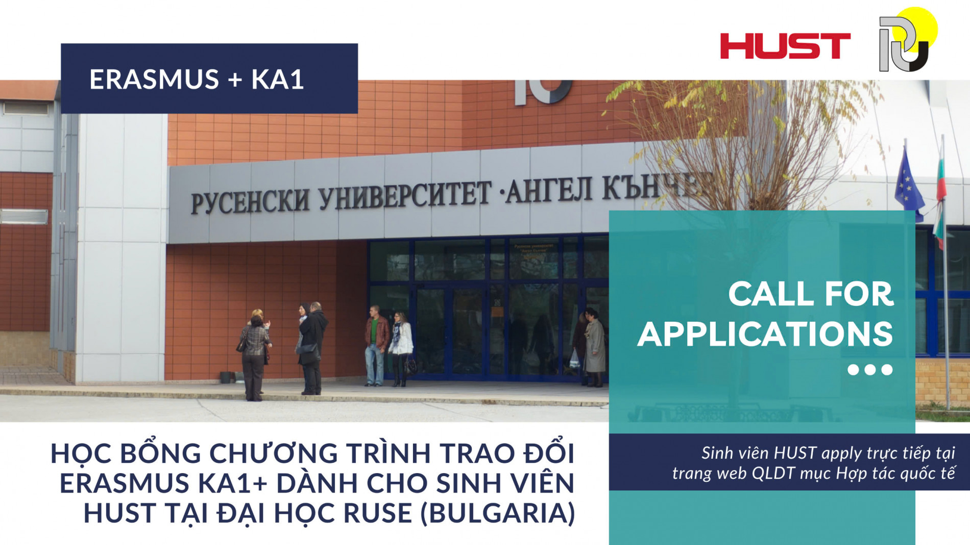 Call For Application: ERASMUS + KA1 Credit Mobility For HUST Students at "Angel Kanchev" University Of Ruse (Bulgaria)