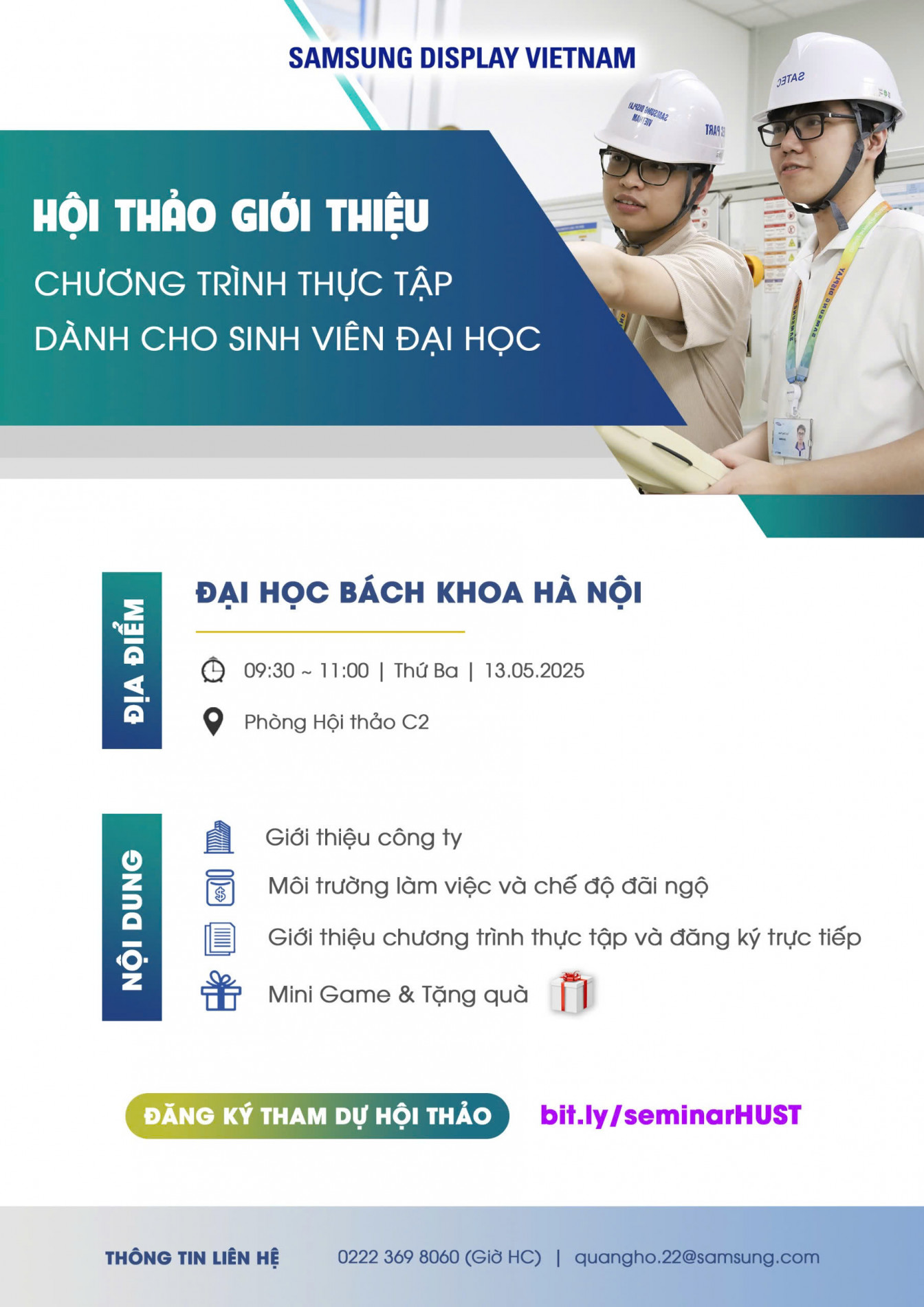 THÔNG BÁO CHƯƠNG TRÌNH THỰC TẬP SINH SAMSUNG DISPLAY HÈ 2025