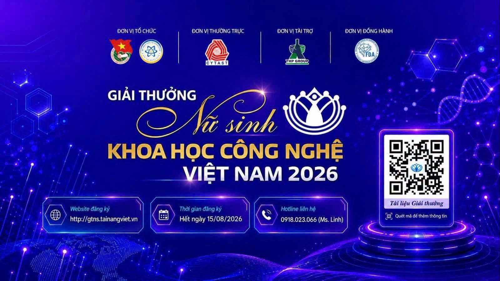 Giải thưởng Nữ sinh Khoa học Công nghệ Việt Nam năm 2026: Tỏa sáng trí tuệ nữ giới kỷ nguyên số